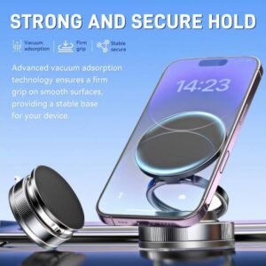 NEW Vacuum Magnetic Phone Stand Compatible, 360° Foldable Multi-Angle Adjustable Mount for Car, Bathroom, and All Smartphones