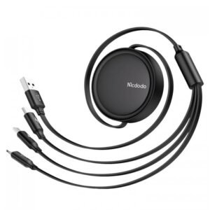 Mcdodo Beat Drum Multi Charging Cable Retractable 3 in 1 Phone Charger Cord 4ft with Type C/Micro USB Port Compact for Travel USB Cable - 18 Months Warranty