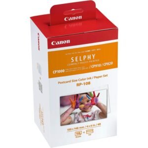 Canon RP-108 Colour Ink + 100 x 148 mm Paper Set, 108 Sheets, Compatible with SELPHY CP820/CP910/CP1000/CP1200/CP1300/CP1500