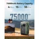 JOYROOM ULTIMATE Power Bank 75000mAh, 240Wh Portable Power Station with 100W USB C Output, Retractable Multicolor Lighting, Fast Charging Compatible with Laptop iPhone Samsung for Outdoor Camping - 18 Month Warranty - Image 2