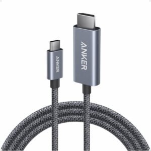 Anker HDMI Cable, 4K@60Hz Ultra-Fast Nylon-Braided USB C to HDMI Cord with Advanced Shielding, Thunderbolt 5/4/3, for MacBook, iPad, iPhone, HD TV, and More (6FT,Black) - 18 Months Warranty