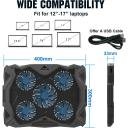 Gaming Laptop Cooling Pad 15.6-17.3 Inch, Laptop Cooler Pad, Laptop Cooling Stand with 5 Quiet Fans and 6 Height Adjustable, Dual USB 2.0 Ports with Blue LEDs - Image 3