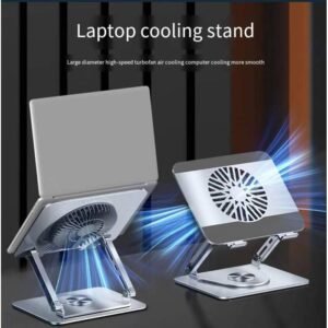 Laptop Stand laptops with 360°Rotating Base and Removable Magnetic Cooling Fan, Dual Pivot Fully Foldable and Adjustable