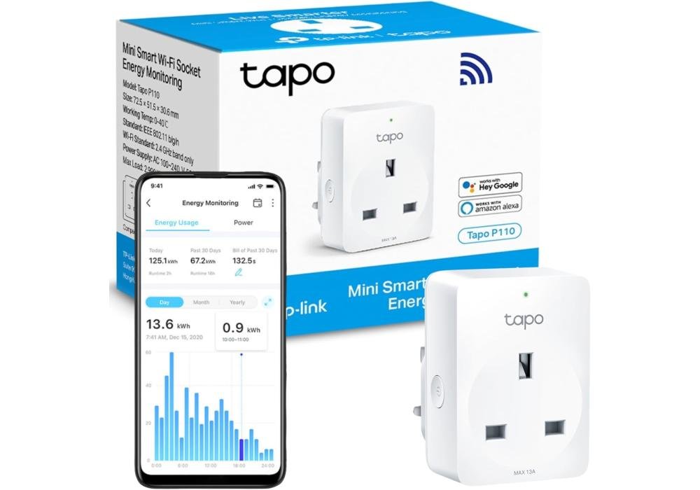 TP-link Tapo Smart Plug with Energy Monitoring, Max 13A,Works with Amazon Alexa & Google Home, Wi-Fi Smart Socket