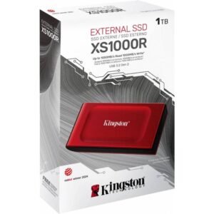 Kingston XS1000 SSD External 1TB Pocket-sized  USB 3.2 Gen 2  Up to 1050MB/s With USB-C to USB-A Cable - Red