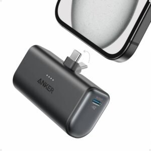 Anker Portable Charger, Nano Power Bank with Built-in USB C Connector, 5,000mAh Portable Charger 22.5W, for iPhone 17/16/15 Series, Samsung S22/23 Series, iPad Pro/Air, AirPods, and More - 18 Month Warranty
