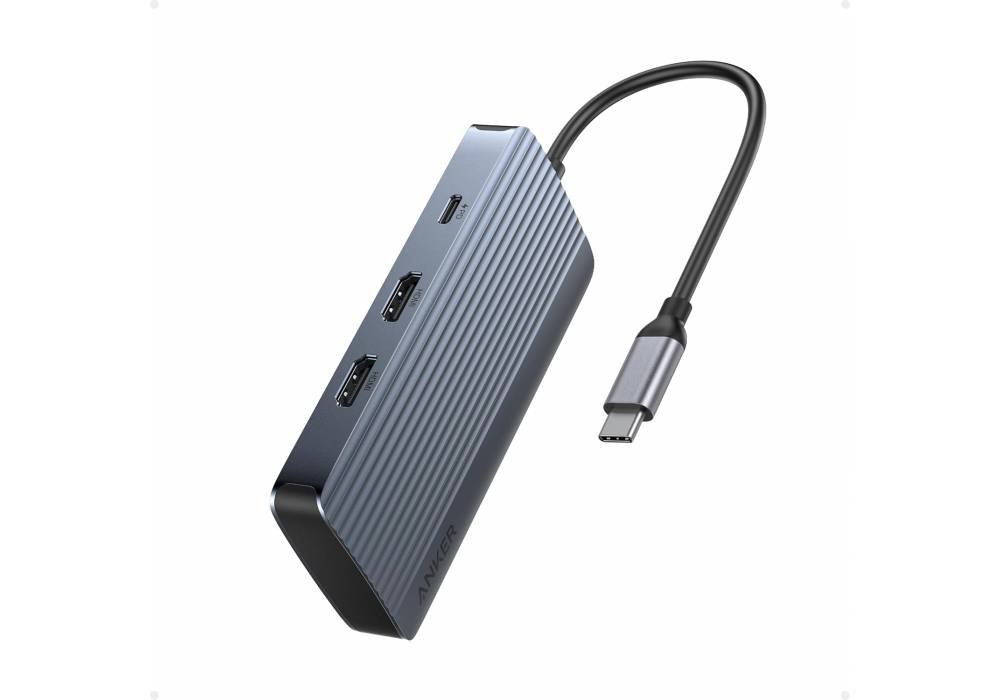 Anker 7-in-1 USB-C Hub, Dual Monitor USB C Docking Station, Dual HDMI Display, 100W Power Delivery, 10Gbps Data Transfers, USB Ports for MacBook Air/Pro, Dell XPS, iPad Pro, and More - 18 Months Warranty