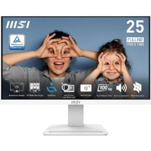 MSI Pro MP253W 25" FHD Flat Monitor (White) IPS, 100Hz, 1ms, 103% sRGB, Adaptive-Sync w/ Speakers Compatible w/ PC Mac PS5 PS4 Xbox Mobile