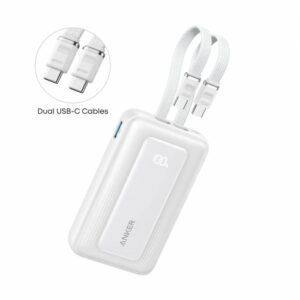 Anker Zolo Power Bank 10000mAh 35W with Built-in Dual USB-C Cables A1680 (White) - 18 Month Warranty