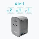 Anker Nano Travel Adapter 4-in-1, 65W USB-C Power Output Big Expansion – 1 AC outlet & 3 USB ports for charging up to 4 devices – Black / 18 Months Warranty - Image 2