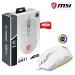 MSI Clutch GM11 White Gaming Mouse, 5000 DPI, 10M Omron Switches, Optical Sensor, Symmetrical Ergonomic Design, RGB Mystic Light Compatible