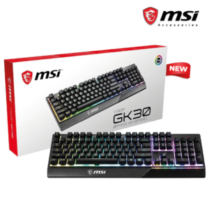 MSI Vigor GK30 RGB Gaming Keyboard, 6-Zone RGB Lighting, Water Repellent & Splash-Proof, Mechanical-Like Plunger Switches, Black
