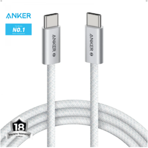Anker Zolo USB C to USB C Cable, Braided and Dirt-Free Type-C Fast Charging Cable, Slim Connector, for iPhone 17 Series, MacBook (240W) (White, 3.3 FT) - 18 Month Warranty