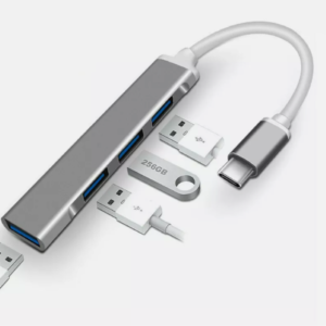 USB Type-C Hub 4 Ports to USB 3.0 Hub Adapter for MacBook and More /Metal Silver