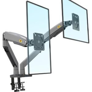 North Bayou (F195A) Full Motion Ergonomic Desk Mount Dual Monitor Arm, Up To 22-32" Size & 3-12kg Weight, Horizontal Or Vertical 360° Rotation, Vesa 75mm x 75 mm To 100mm x 100mm Mounting Hole