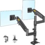 North Bayou (GF35) Full Motion Ergonomic Desk Mount Dual Monitor Arm, Up To 17-27" Size & 2-9kg Weight, Horizontal Or Vertical 360° Rotation, Vesa 75mm x 75 mm To 100mm x 100mm Mounting Hole