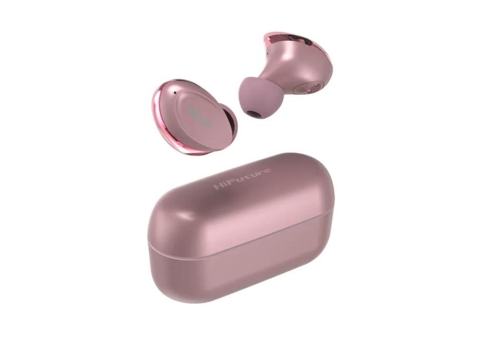 HiFuture Yacht True Wireless Bluetooth Earphone TWS Earbuds ENC Metallic Case Qualcomm APTX Type C Superior Sound and Bass CVC 8.0 Comfort Fit IPX7 - Pink