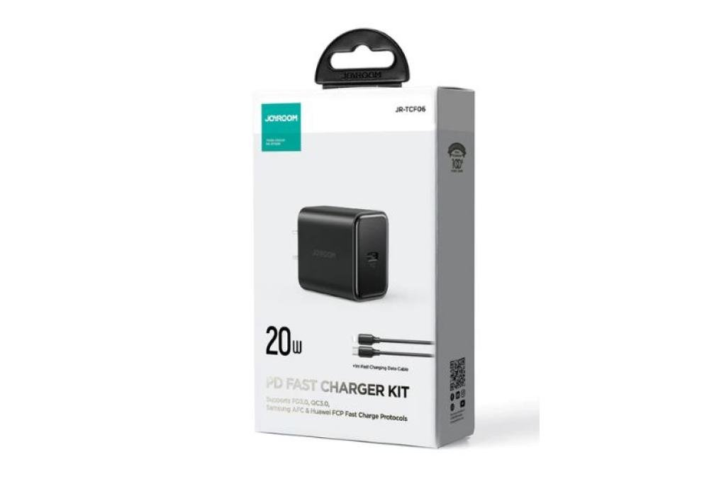 JOYROOM JR-TCF06 PD 20W Charger / With a C to L Cable 1m Smart chip, safe for battery Charging with less heat, harmless to phone / 18 Months Warranty
