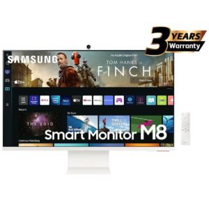 Samsung M8 (BM801) Smart 32" 4K UHD, Tizen™ OS Flat Business Monitor, VA, 60Hz, 4ms(GTG), HDR10+, 99% sRGB, USB Type-C w/ Cam, Speakers, Remote Control & Ergonomic Stand - White