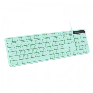 AR/EN Silent KC-01-E USB Wired Keyboard with Large Keycaps, Noise-Free Typing, Fn Multimedia Hotkeys, Full-Size Layout with Num Pad, Ergonomic Design, 1.5m USB Cable, for Laptop, PC, Mac - Mint Green