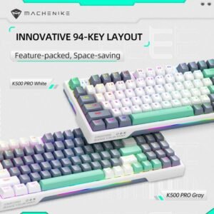 Machenike K500 Pro-B94 Mechanical Keyboard – 94-Key Grey Brown (Tactile) Switches Hot-Swappable Gasket Mount Wireless/Wired