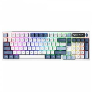 Machenike K600G-B97W Mechanical Keyboard – 97-Key Wireless/Wired, Silver Switches, Hot-Swappable, RGB Backlight – White