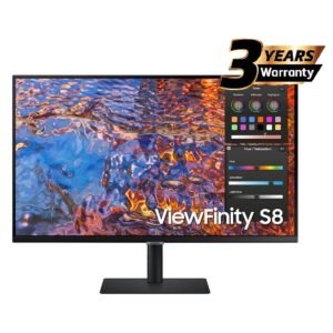 Samsung S8 (B800) 27" 4K UHD IPS USB TYPE-C Flat Business Monitor, 60Hz, 5MS,10 Bit, HDR400, Ethernet, Adjustable, Bezel-Less Display w/ DCI-P3 98% Pro Color