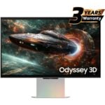 Samsung Odyssey 3D (FG900) 27" Flat Monitor 4K (3840 x 2160) 165Hz, 1ms(GTG), IPS, HDR10+, 99% sRGB, HDMI 2.1, AI 3D Video Conversion, Eye-Tracking Cameras w/ Sleek Metal Design, Ergonomic Stand & Spatial Audio Speakers (Mercury Silver)