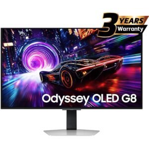 Samsung Odyssey OLED G8 (Non Smart) (FG810) 27" Flat Monitor 4K (3840 x 2160) 240Hz, 0.03ms(GTG), QD-OLED, HDR10+, 99% DCI Coverage, HDMI 2.1, Core Sync w/ Sleek Metal Design, Ergonomic Stand