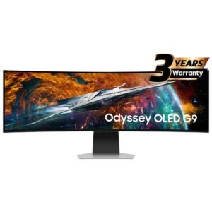 Samsung Odyssey OLED G9 (CG95) 49" DQHD Curved Smart Gaming Monitor w/ Neo Quantum Processor Pro,  (QD OLED), 240Hz, 0.03ms(GTG), HDR10+, 10bit, 1B Colors, FreeSync Premium Pro, w/ Core Sync, Speakers &  Ergonomic Stand