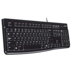 Logitech K120 Wired Keyboard for Windows, Plug and Play, Full-Size, Spill-Resistant, Curved Space Bar, Compatible with PC, Laptop - Black