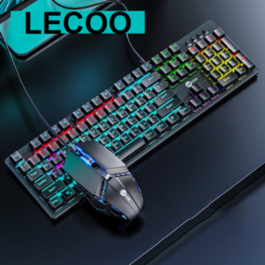 Lenovo LECOO Gaming GC300 Kit Combo Mechanical Keyboard, Mouse DPI 2400 RGB LED Lights