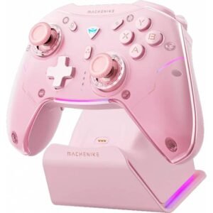 MACHENIKE G5 Pro Max Gaming Controller With Charging Dock RGB Wireless Gamepad Hall Effect Joystick Trigger For Switch PC Phone - Pink
