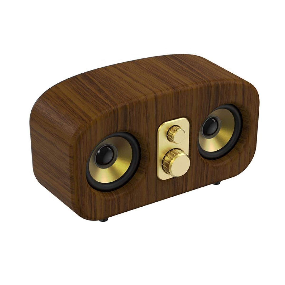 E-3401 Walnut Wood Grain Metal Bluetooth Speaker - Image 2