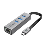 Promate GigaHub-C Multiport USB-C Hub with 1000Mbps Ethernet Adapter with Ultra-Fast 3 USB Ports, 5 Gbps Data Transfer Speed