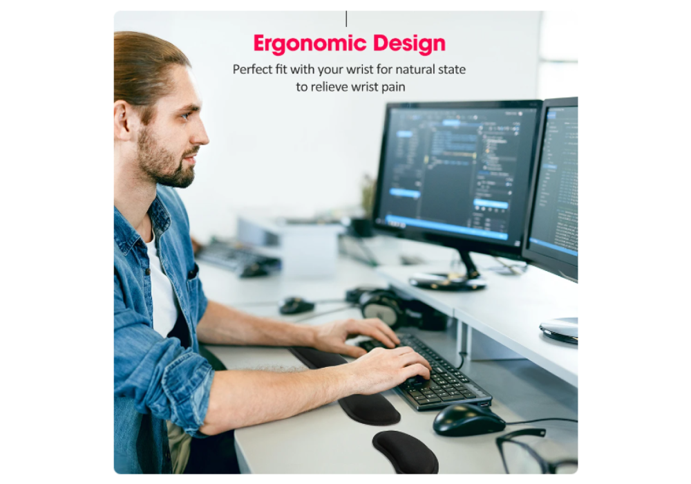 VicTsing Mechanical Keyboard Hand rest Care Support Wrist Care Comfort Mouse Pad Ergonomic Memory Foam Set For Office Computer Laptop