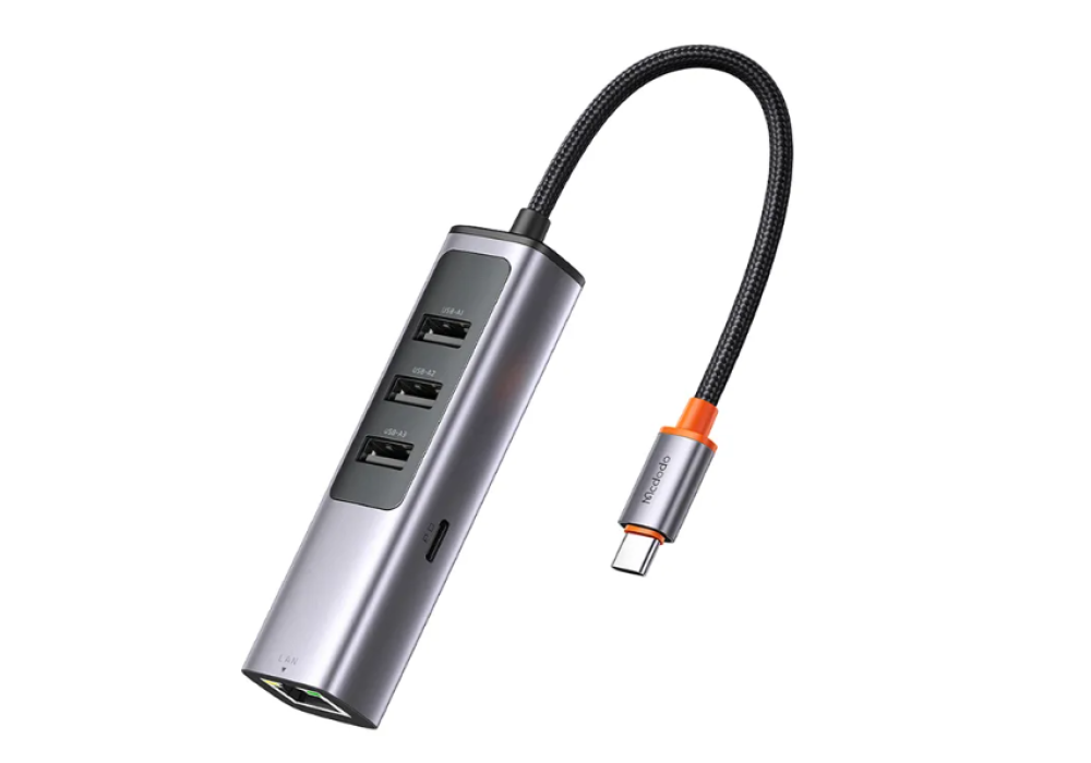 Mcdodo HU-1110 5 in 1 100W PD Type C Port + 3 Port USB Hub + LAN Port USB Hub