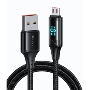 Mcdodo CA-1070 Micro USB Cable, 3.8 ft (1.2 m), Output Screen Display, 3A Rapid Charging, Fast Data Transfer, Smart Chip, Aluminum Alloy Exterior, Heavy Duty Nylon Braid, Micro USB Cable, Micro B