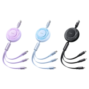 Mcdodo Stars 66W/6A Multi Charging Cable,Retractable Coiled Multi Charging Cable 3 in 1 Charger Cord with USB C/Lightning/Micro USB Port for iPhone 15/15 Pro/15 Pro Max,Samsung Galaxy S23,iPad,Kindle