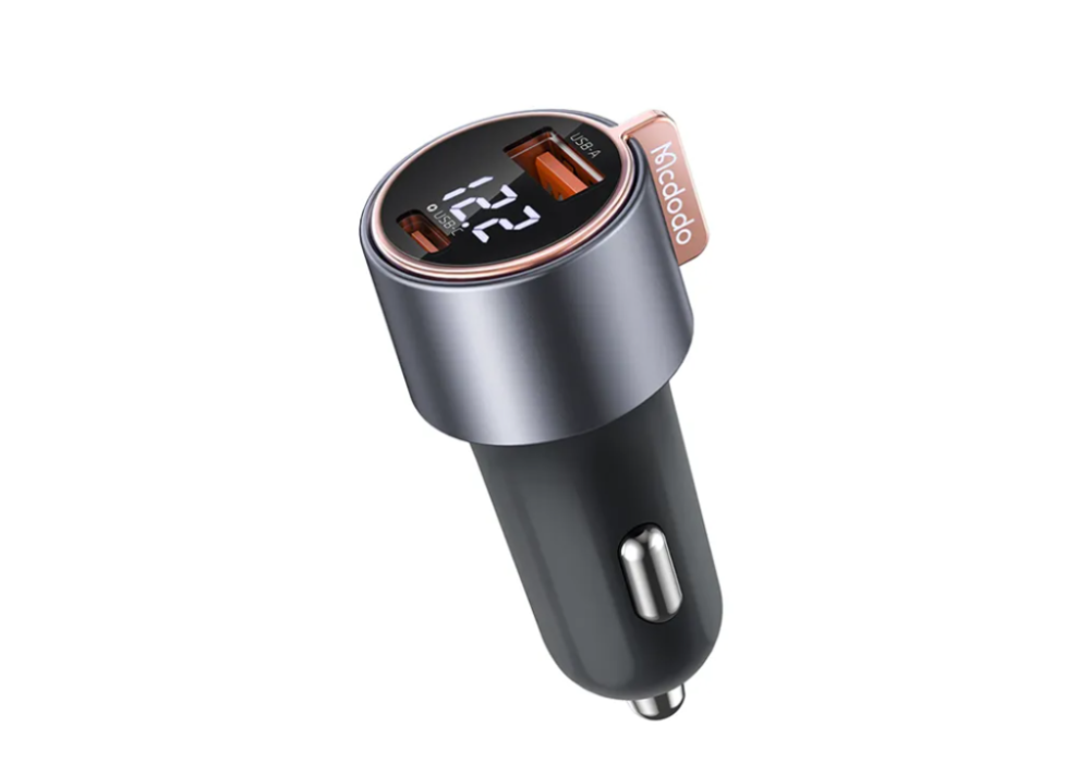 Mcdodo Cigarette Lighter Socket, USB 75W, Rapid Charging, Car Charger, Type C, Maximum Output 6A, Voltmeter, Compatible with Cars, 12-24V Cars, PD3.0, QC3.0, Type-c, Signal Socket, Digital Display,