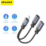 AWEI CL-73 Lightning cable to 3.5 mm Earphone Jack 2 in 1 AUX Headset Adapter For iPhone 14 13 12 Pro Max Headphones Converter