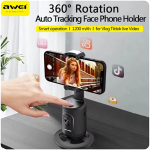 Awei 360° Auto Tracking Face Phone Holder Smart Selfie Stick Shooting Gimbal Stabilizer For Vlog Tiktok Live Video Photography