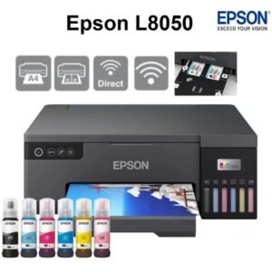Epson EcoTank L8050 6-color Color A4 10x15cm Borderless photo with 5.760 x 1.440 DPI Resolution Inkjet 22 ppm Printer for Business Setup, Print On DVD Disk & ID Card