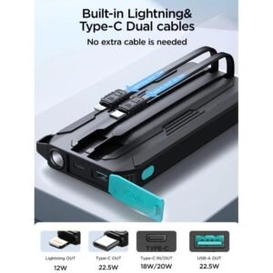 JOYROOM Power Bank  JR-L017 22.5W Power Bank 10000mAh with Dual Cables - 18 Month Warranty