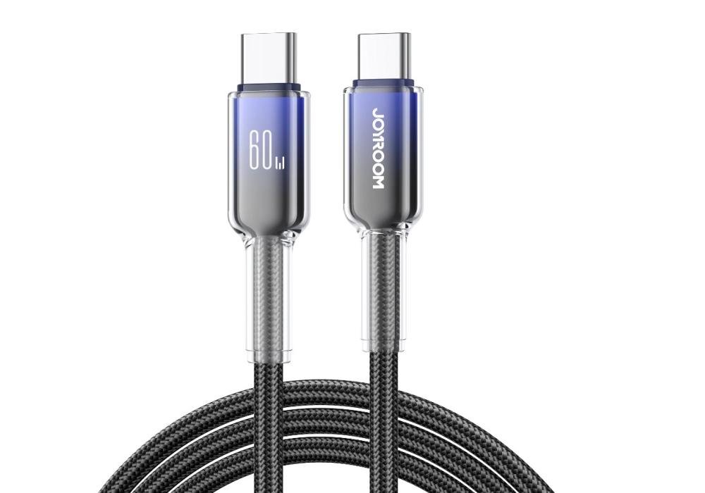 Joyroom S-A42 Crystal-Clear Series 60W Fast Charging Data Cable 1.2m Type-c to Type-c - Black
