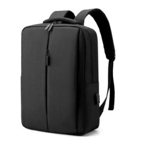 Business Premium Laptop Backpack With External Charging Port Scratch-Resistant Nylon Material Up to 15.6" - Black