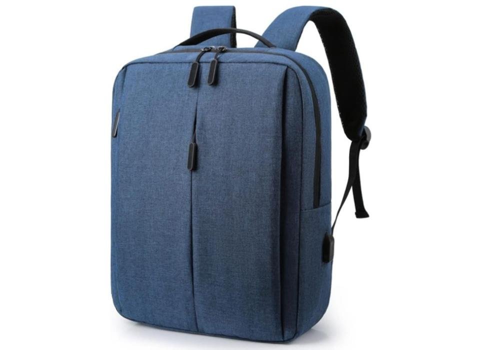 Business Premium Laptop Backpack With External Charging Port Scratch-Resistant Nylon Material Up to 15.6" - Blue