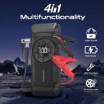 Promate 2000A/12V High-Capacity Jump Starter 12000mAh Power Bank with Air Compressor & LED Flashlight