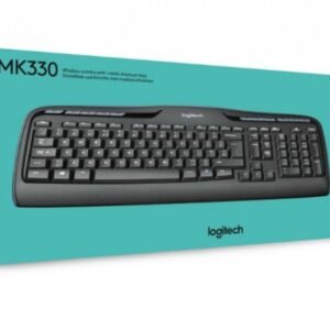 Logitech MK330 Arabic Version Wireless Keyboard and Mouse Combo/Kit for Windows, 2.4 GHz Wireless with USB-Receiver, Portable Mouse, Multimedia Keys, Long Battery Life, PC/Laptop, - Black