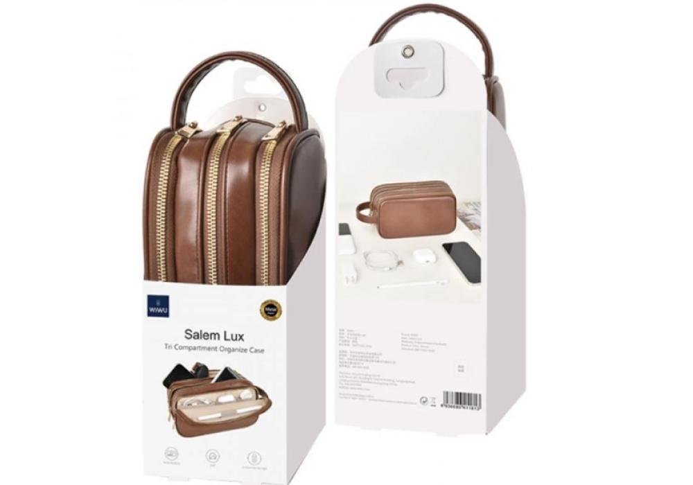 WiWU Salem Pouch LUX PU Leather Metal Zipper Luxurious Design - Brown